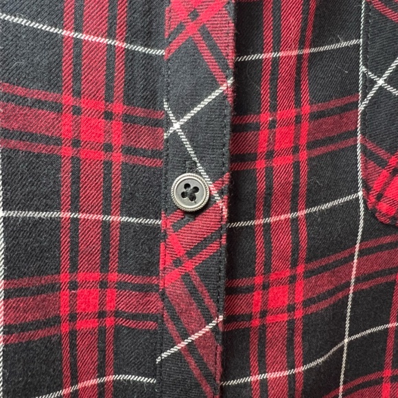J. Jill Womens Plaid Button Up Shirt Blouse Red Black Long Sleeve Tunic VNeck 2X - Picture 5 of 13
